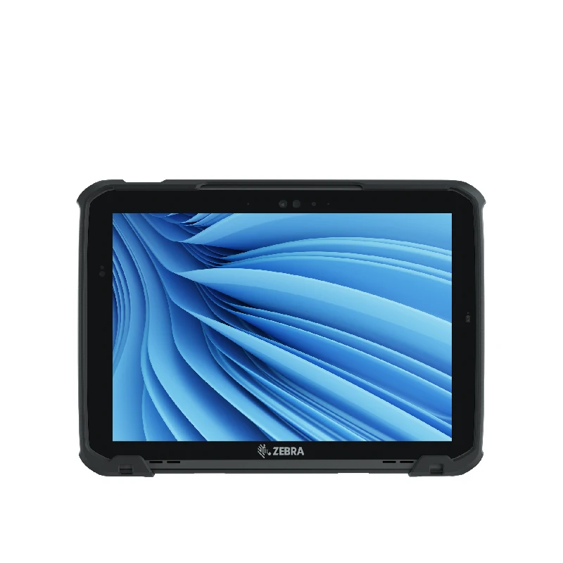 Tablet rugged 2-in-1 Zebra ET85 con tastiera agganciata, che mostra un'interfaccia su uno schermo luminoso, ideale per operatori del settore pubblico e utilities.