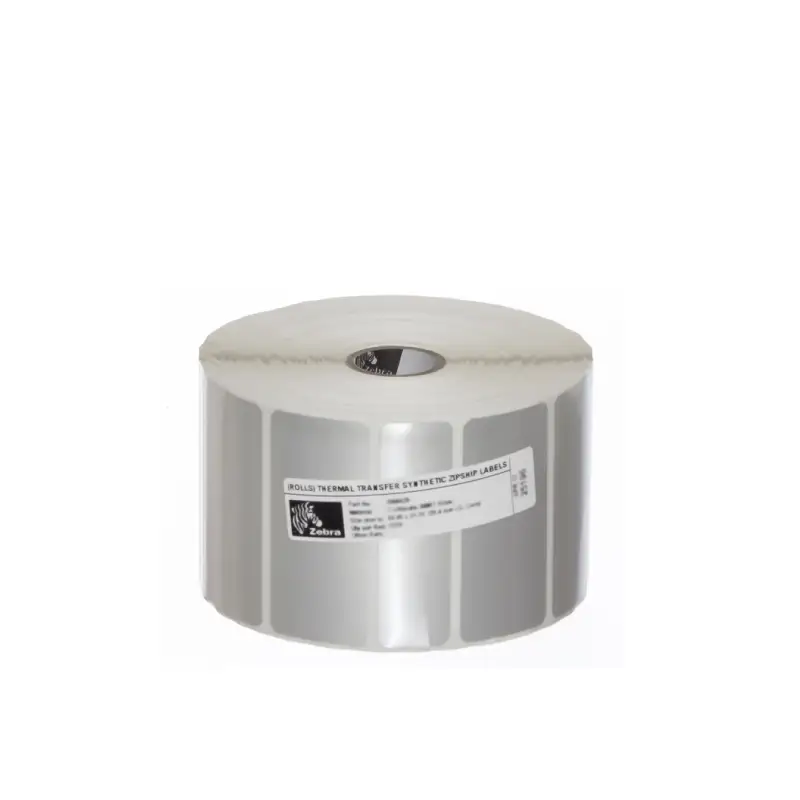 Rotoli di etichette adesive termiche e in plastica per stampanti professionali, disponibili in vari formati.