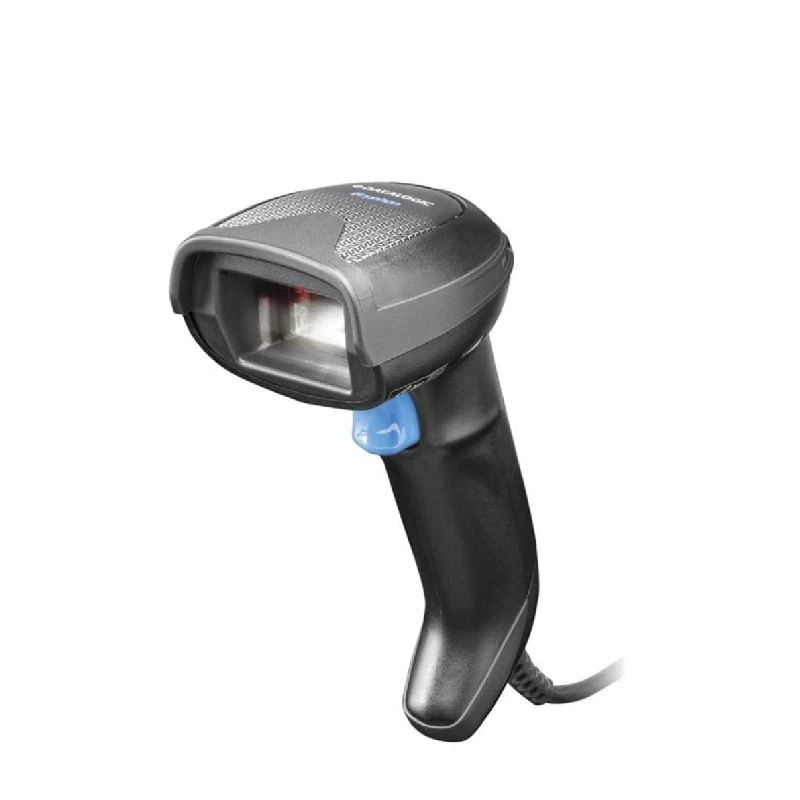 Scanner di codici a barre Datalogic Gryphon I GD4500, ergonomico e professionale, con tecnologia Motionix e illuminazione a luce bianca calda.