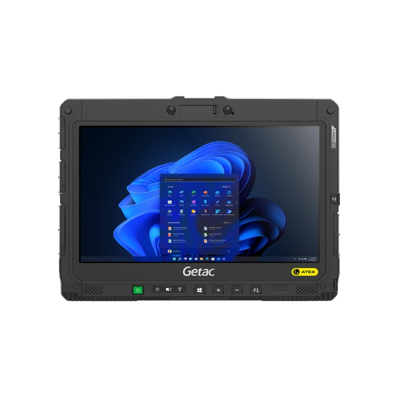Tablet fully rugged Getac K120 con display touch da 12.5 pollici, certificato MIL-STD-810H e IP66, ideale per ambienti di lavoro estremi.