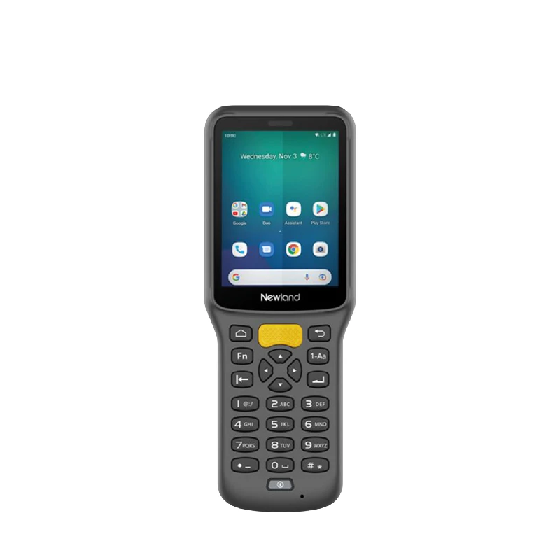Terminale portatile e collettore dati Newland MT37 Baiji con lettore barcode integrato e sistema operativo Android, mostrato frontalmente.