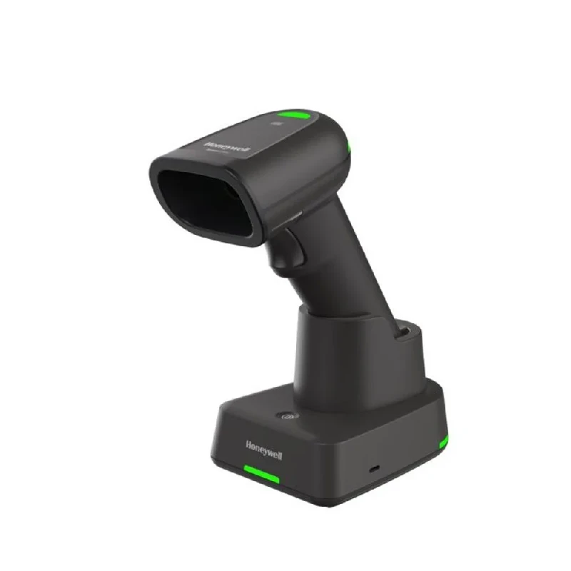 Scanner di codici a barre wireless Honeywell Xenon Ultra 1962g con connettività Bluetooth e base di ricarica per il punto cassa retail.