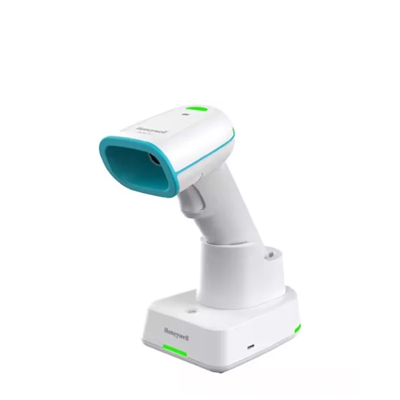 Scanner medicale wireless Honeywell Xenon Ultra 1962h di colore bianco, con scocca antimicrobica, per lettura di codici a barre 2D e OCR in ambito sanitario.