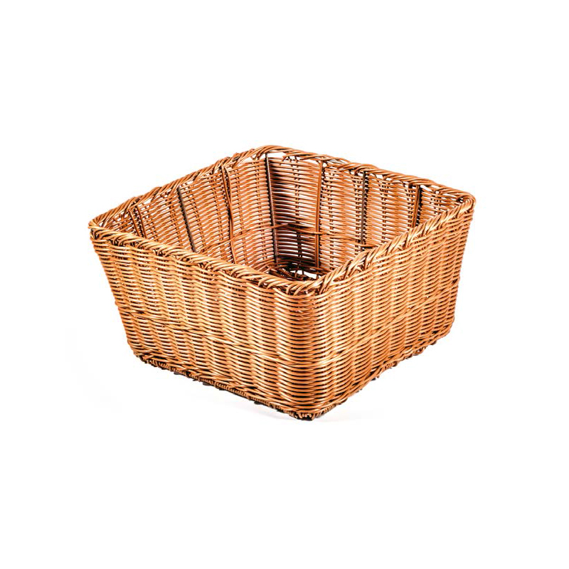 Cesto quadrato in finto vimini (anima in acciaio inox) per contenitori da banco